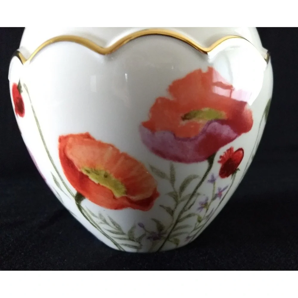 Lenox Poppies on Pink Vase Collection Hand Painted‎ 24K Gold Trim BRAND NEW